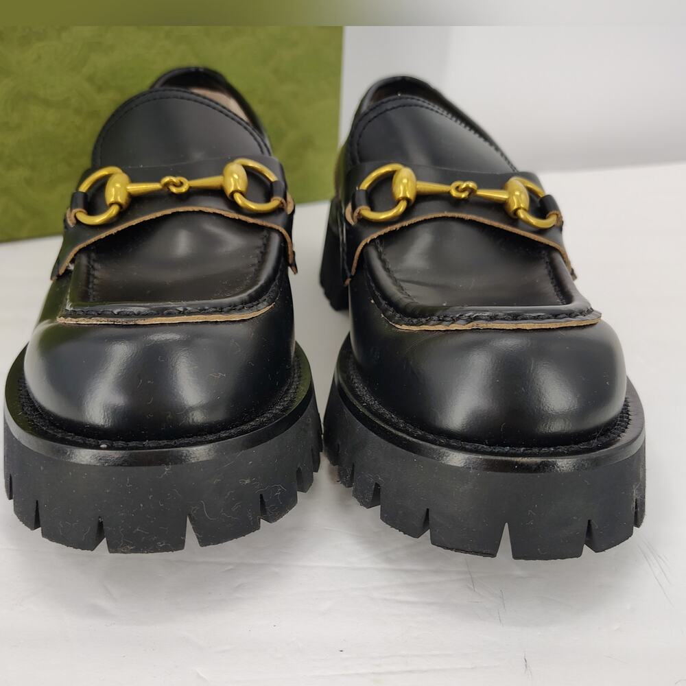 Gucci Harald Horsebit Platform Lug Loafers Bee Embroidery Size 38 - Picture 2 of 16
